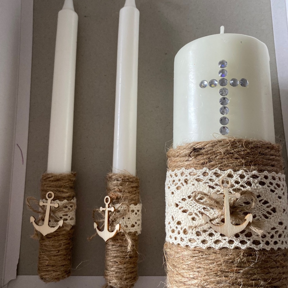 Nautical Handmade custom Unity candle set Wedding set